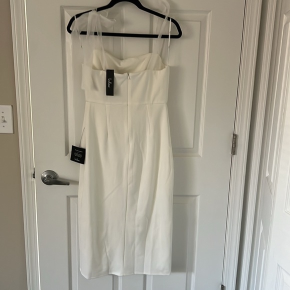 Romantic Celebration White Tie-Strap
Bodycon Midi Dress - Picture 9 of 9